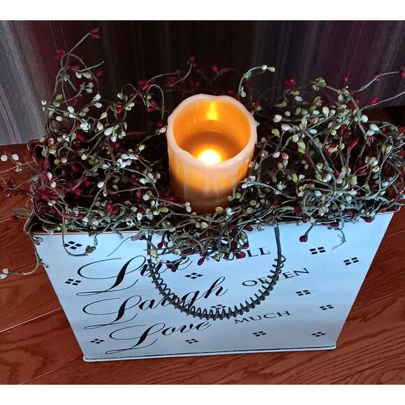 Metal Gift Bag Candle Holder Christmas Decor Live Laugh Love Holiday 16"H - Picture 2 of 16